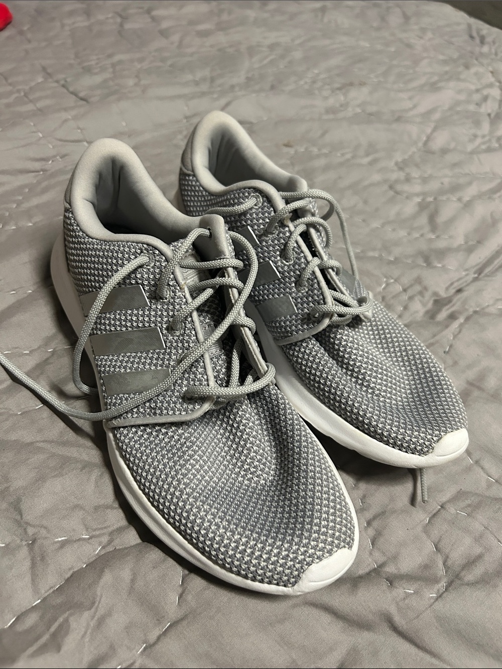 adidas Women's Light Gray Knit Running Shoes